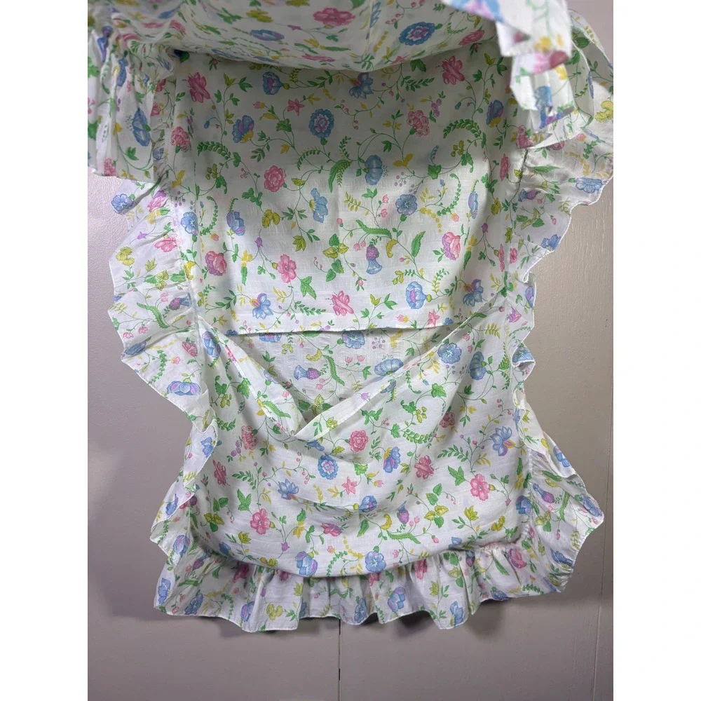 Vintage Floral Ruffled Pillow Sham Set of 2 Cottagecore 20x27 Pastel Shabby